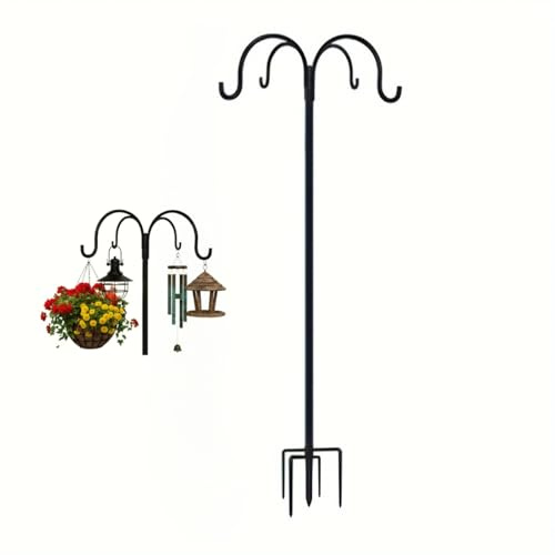 QUZGVEXA Bird Feeder Pole, Large Bird Feeders Hanging Station, Tall Shepherds Crook Garden Hooks, Heavy Duty Metal Hangers for Outdoor Garden Light, Decoration, Flower Basket, Lamp, Wind Chimes(185cm)