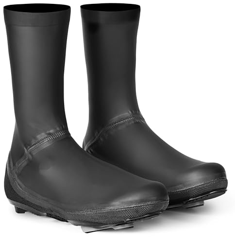 GripGrab AquaShield 2 Waterproof Road Cycling Shoe Covers - High Cuff | Zipless aero overshoes for road cycling shoes, PU-coated polyester stretch material for rain, rubber toe and silicone seal