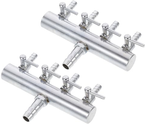FUTUREORYY 2 St Akvarium Luftfördelare i Rostfritt Stål Justerbar Luftflödesventil Inline Splitter Kompatibel Flesta Akvarieslangar och Luftpumpar för Syretillförsel och Enkel Installation