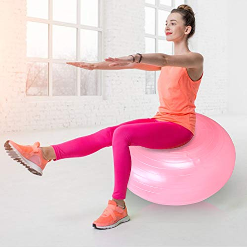 ERYUE PVC Pink Yoga Ball Antislip Inflatable Seating Exercise Doughnut Ball for Children, Students, or Adults 50cm for Yoga