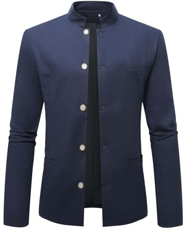 Business Casual ståkrage jacka med knappar traditionell Zhongshan herrkavaj för vardag fritid