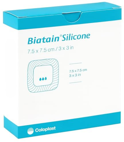 Biatain Silikonskum självhäftande plåster 7,5 x 7,5 cm, set med 10.
