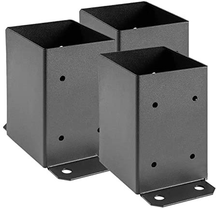 Base de poste de 4 x 4 3 piezas, base de poste de cubierta de 9,7 x 9,7 cm, resistente base de poste de madera negra cubierta de poste de anclaje para cubierta de pabellón soporte de anclaje