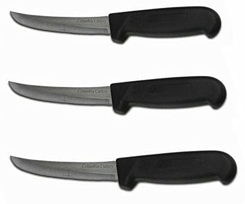 Columbia Cutlery Black Boning Knife - 6 in. Curved & Stiff - Professionally Sharpened (3 Pack - 6 in. Boning Knife)