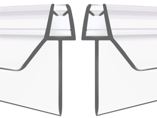GEZMR 2-Pack Frameless Shower Door Bottom Seal (1/4'' X 39'') Clear Glass Shower Door Sweep Strip can Covers up to 23mm Gap - Stop Leaks