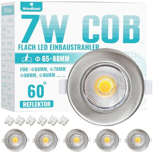 Wondlumi 6X LED Downlights Ceiling 7W, Ultra Slim Downlights for Ceiling Cool White 5000K 240V, 600lm Spot Lights for Bathroom Bedroom Living Room