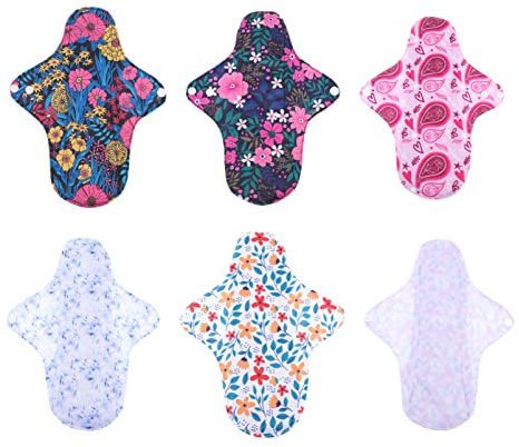 MAGICLULU 6piezas Compresas Femeninas De Toallas Menstruales Lavables y Transpirables Colores