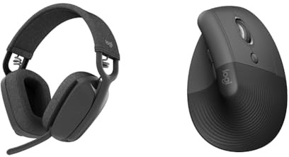 Logitech Cuffie auricolari wireless leggere Zone Vibe 100 con microfono antirumore & Lift Mouse Ergonomico Verticale, Senza Fili, Ricevitore Bluetooth o Logi Bolt USB