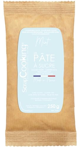 ScrapCooking - Pâte à Sucre Bleu « Mint » 250 g - Colorant d’Origine Naturelle - Sans Gluten, Sans Huile de Palme - Pour Gâteaux, Pâtisseries - Fabriquée en France - 7626