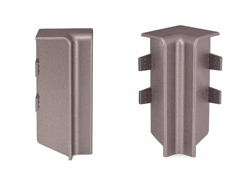 KGM Innenecken für Sockelleiste Modern Alu-Edelstahl Optik - Maße: 16x58mm - Inneneckenschutz Ihrer Fußleisten - Saubere Verbindung in modernem Design - 2 Stück