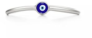 PERIMADE Anello a fascia malocchio placcato oro, in argento Sterling 925 massiccio smaltato turco con occhio blu, anello a fascia impilabile per donne, ipoallergenico minimalista, anello impilabile