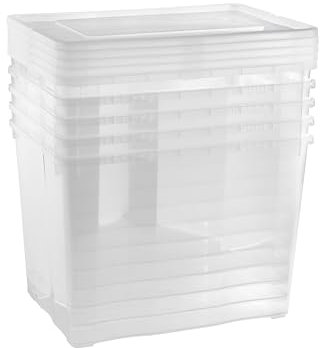 Gardissimo 5 er Set Aufbewahrungsbox mit Deckel 20 Liter, Kunststoff Boxen Stapelboxen Plastik, MADE IN GERMANY, Klick-Verschluss