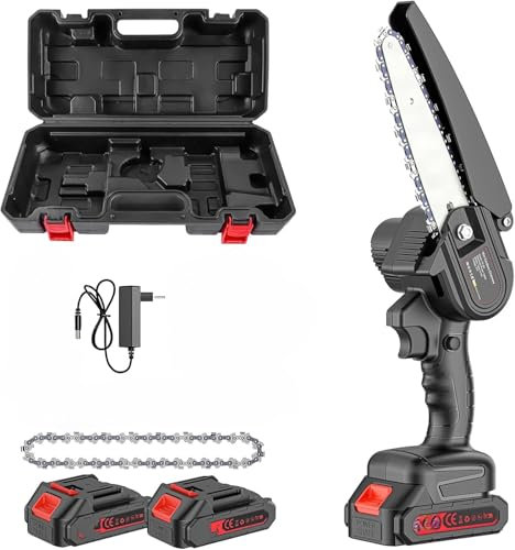 MF artSHOP Mini Motosega a Batteria da 8 Pollici, 48V, Doppia Batteria, Potatura Giardinaggio, Taglia Rami, Motosega Elettrica