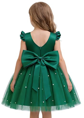 TTYAOVO Vestido de niña de flores con lazo, vestido de fiesta de boda, Verde 2070, 3 años