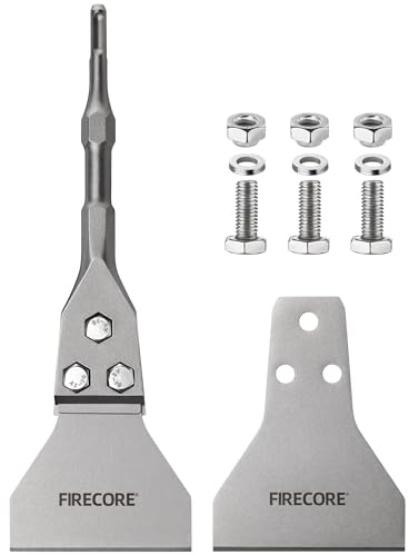 Firecore SDS Plus Floor Scraper 300 mm x 100 mm with Replacement Scraper Blade, Chisel bits for SDS Plus Hammer- Removing Floor coverings