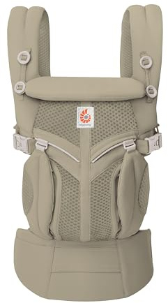 Ergobaby Omni Classic Bärsele för Nyfödda till Småbarn 0–48 Månader | Bärsele i Andningsbar Mesh med 4 Bärpositioner och Ergonomiskt Stöd - 3,2–20,4 kg, Soft Olive
