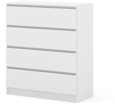 Homlando Maja Commode 40 x 90 x 104 cm avec 4 tiroirs, buffet sans poignées, commode solide, commode de chambre à coucher ou armoire de bureau