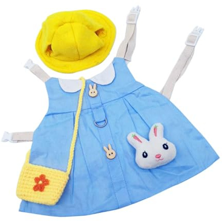 WEKAMOS Ensemble Vêtements Lapin et Harnais en Coton Confortable Taille Small Chapeau, Costume Festif pour Promenades et Accessoires pour Petits Animaux de Compagnie Style Aléatoire