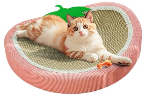 Rascador Cama Para Gatos | Rascador De Sisal Con Motivo Fresa Para Gatos | Protector Muebles Para Dormir En Hogar Residencia Alfombra Sofá Sillón Pared,Para Perro Pequeño Gatito Puerta Alfombra Sofá I