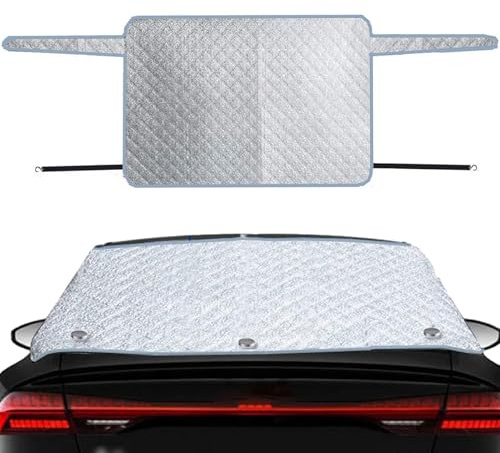 Bâche Protection Pare Brise Arrière Voiture, Couverture Pare-Brise En Aluminium Double Couche Voiture Hiver, Bache PareBrise Protection Pour Neige Avec Crochet Et Aimant Invisible Pour Voitures