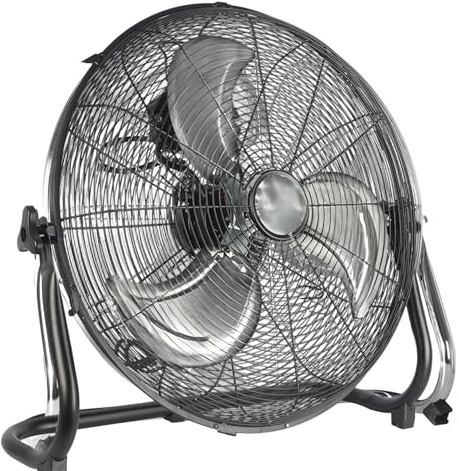 18 Heavy Duty Oscillating Floor Fan - 3-Speed High Velocity Airflow, 120° Adjustable Tilt Head, Indoor/Outdoor Metal Pedestal Fan for Home, Gym, Office, Garage, Workshop & Patio (Black)