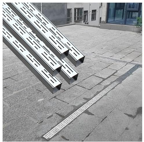 JUCCJUXIN Sistema di Drenaggio A Trincea for Terrazze, Resistente Canale di Drenaggio in Acciaio Inox 304, Stretto Canaletta Scolo Acqua Piovana, Scolo Acqua Filtraggio(H8*W3.5CM/H3.15*W1.38IN)