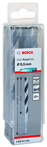 Bosch Professional 10-Piece PointTeQ HSS Twist Drill Bit (for Metal, 9.5 x 81 x 125 mm, Drill Driver Accessories)