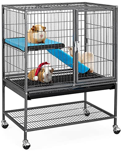 Yaheetech Metal Rolling Cage for Adult Rats/Ferrets/Chinchillas Small Animal Cage w/Removable Ramp & Platform Black