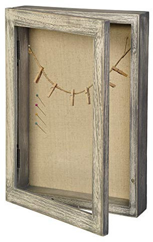 LucroTo Holz 3D-Bilderrahmen zum Befüllen Grau (24 x 32,7 x 5,7 cm) I Vielseitige Verwendung als Geldgeschenk oder Hochzeitsgeschenk incl. Accessoires