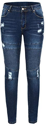 THUNDER STAR Womens Stretch Skinny Jeans Mid Rise Slim Denim Jeggings RP Blue XXL