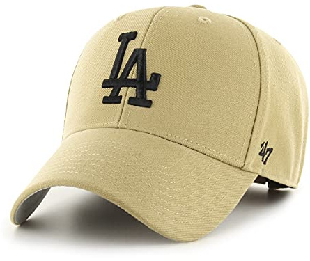 '47 MLB Los Angeles Dodgers MVP Unisex-Baseballkappe, Verstellbar, Hochwertiges Design und Verarbeitung, Black Logo, Old Gold