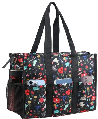 ABAMERICA Borse da infermiera per lavoro, borsa infermieristica, tasche multiple, impermeabile, cerniera superiore, borsa clinica per studenti infermieristici, Medium