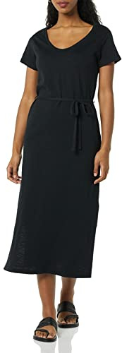 Amazon Essentials Femme Robe t-Shirt mi-Longue, ceinturée, à Manches Courtes