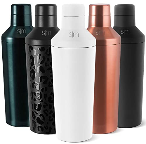 Simple Modern Cocktail Shaker con Tappo Jigger | Regali In Acciaio Inossidabile Per Donne E Uomini | Classic Shaker Collezione | 590ml | Winter White