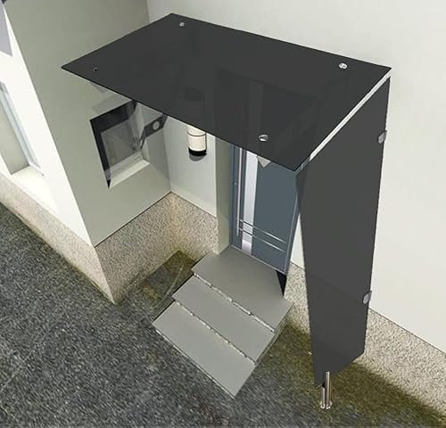 BuyLando.Shop Seitenteil, Seitenwindschutz für Vordächer 200x80cm (Grauglas, 200x80x60)
