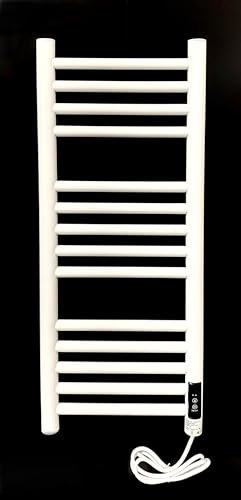 Greened House Toallero eléctrico de acero inoxidable calentado en seco blanco, 300 mm x 720 mm