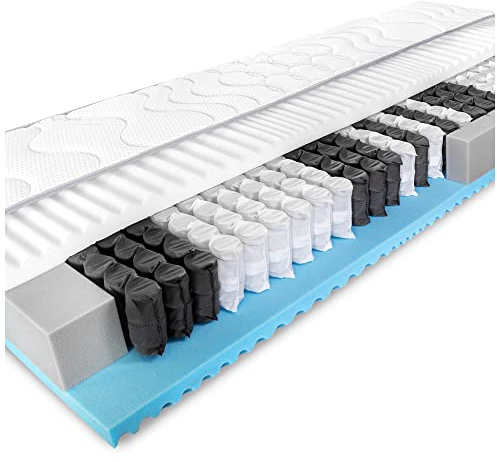 BMM Matratze 120x190 cm Komfort 23 TFK Härtegrad H3/Taschenfederkernmatratze Öko-Tex Zertifiziert/ergonomische 7 Zonen Matratze Höhe 23 cm/Matratzen Deutsche Produktentwicklung