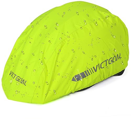 Victgoal Bike Helmet Rain Cover with Safety Reflective Stripes, Waterproof Windproof Helmet Rain Cover for Road Bicycle Cycling (Neon Yellow)