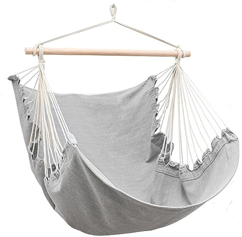 AMANKA XL Hängstol 155x125 cm för 1 person – Utomhus & Inomhus Swingstolar – Hänggungstol utan stativ – Bekväm hängfåtölj för trädgård & hem