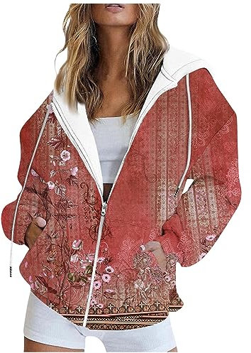 Saymany Sweatshirt Damen Mit Kapuze Fleecejacke Damen Mit Kapuze Winterjacke Damen, Sportjacken Für Damen Pullover Mit Kapuze Damen Longpullover Für Damen Hoodies Damen Strickjacke Damenï¼ˆ2-Red,S