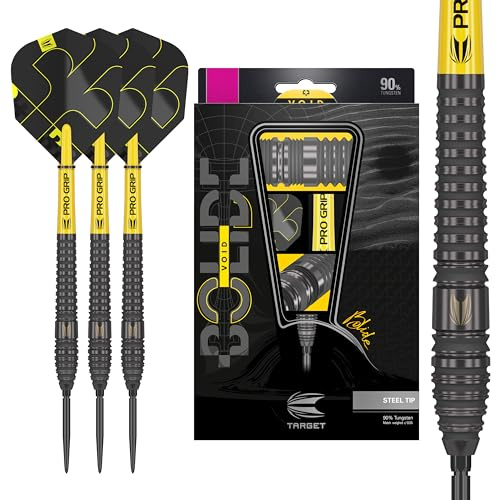 Target Darts Bolide Void 90% Tungsteno, Dardos con Punta de Acero y Punta Suiza | 21G/22G/23G/24G/25G/26G | Juegos de Dardos Profesionales, Dardos Negros, Herramienta Swiss Point Incluida