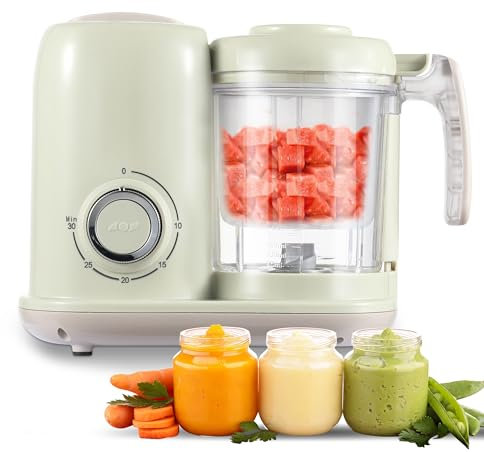 AMZBABYCHEF Máquina de alimentos para bebés, procesador de alimentos para bebés 4 en 1 y vaporizador, licuadora de puré, máquina multifuncional para puré de bebé, apta para lavavajillas (verde)