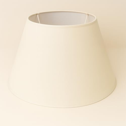 40 cm Cono Paralume, Tessuto di Cotone con PVC Bianco, Prodotto Artigianale, per Lampada da Tavolo, Piantana (Avorio)