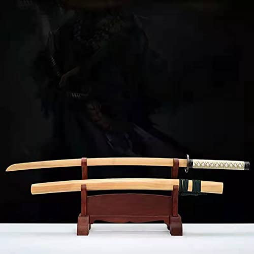 AILEMIY 104 cm langes Trainings-Samurai-Schwert aus Holz,Einteilige,verdickte Bambusklinge,handgefertigtes Katana mit Scheide,fein graviertes Legierungszubehör,Kendo-Kampfsport-Performance-Requisiten