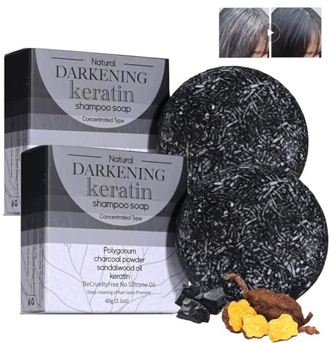Anti Grigio, Shampoo per Darkening dei Capelli, Reverse Grigio, Shampoo Solido per Donna e Uomo, Contro i Capelli Grigi, Detergenti e Idratanti (2 Pezzi)