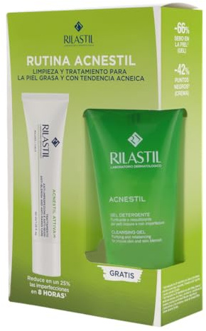 Rilastil - Pack Rutina Acnestil, Gel Limpiador 50 ml y Crema Attiva (+) 40 ml, Hidrata, Previene y Reduce Imperfecciones y Limpia Sin Resecar, Apto para Pieles Mixtas, Grasas y con Tendencia Acneica