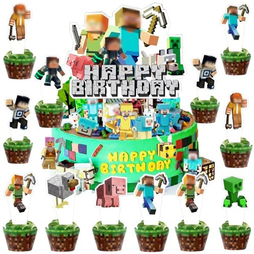 25 Pièces Décoration Gâteau Anniversaire Enfant - Topper + Décoration Cupcakes Motifs Enfants Colorés DIY pour Fête à Thème