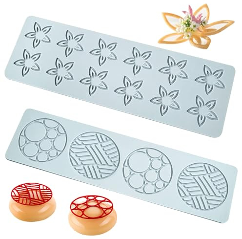 Stampi Tuille 2 pezzi Stampi Tuile per fiori e forme geometriche Pizzo in silicone per decorazione di torte Fai da te Facile rilascio Cottura alimentare per dessert alimentari, decorazioni
