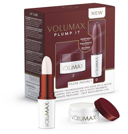 Volumax Plump It Filler Instinct | Trattamento Labbra Anti-età Rassodante Giorno/Notte per labbra voluminose | Volume, Idratazione, Compat­tezza e Luminosità immediata | 4 g + 4 g