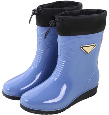 Generisch Bottes en caoutchouc antidérapantes pour femme, tige large, pieds nus, bottes de pluie, bottes de jardin, bottes en caoutchouc